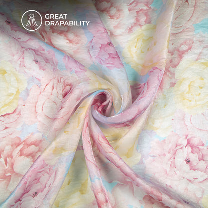 Romantic Watercolor Bloom Digital Print Shimmer Tissue Fabric – #1 Designer’s Choice