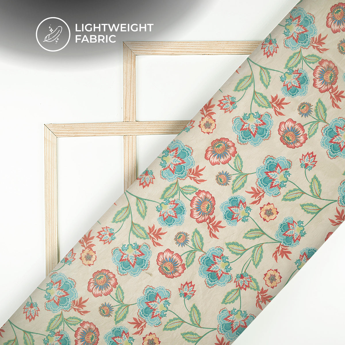 Vintage Indian Floral Digital Print Shimmer Tissue Fabric