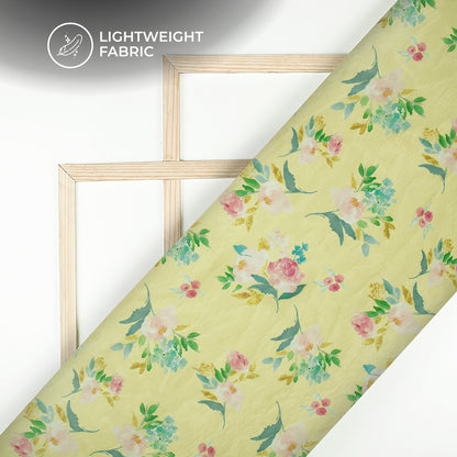 Soft Painted Watercolor  Floral Digital Print Shimmer Tissue Fabric