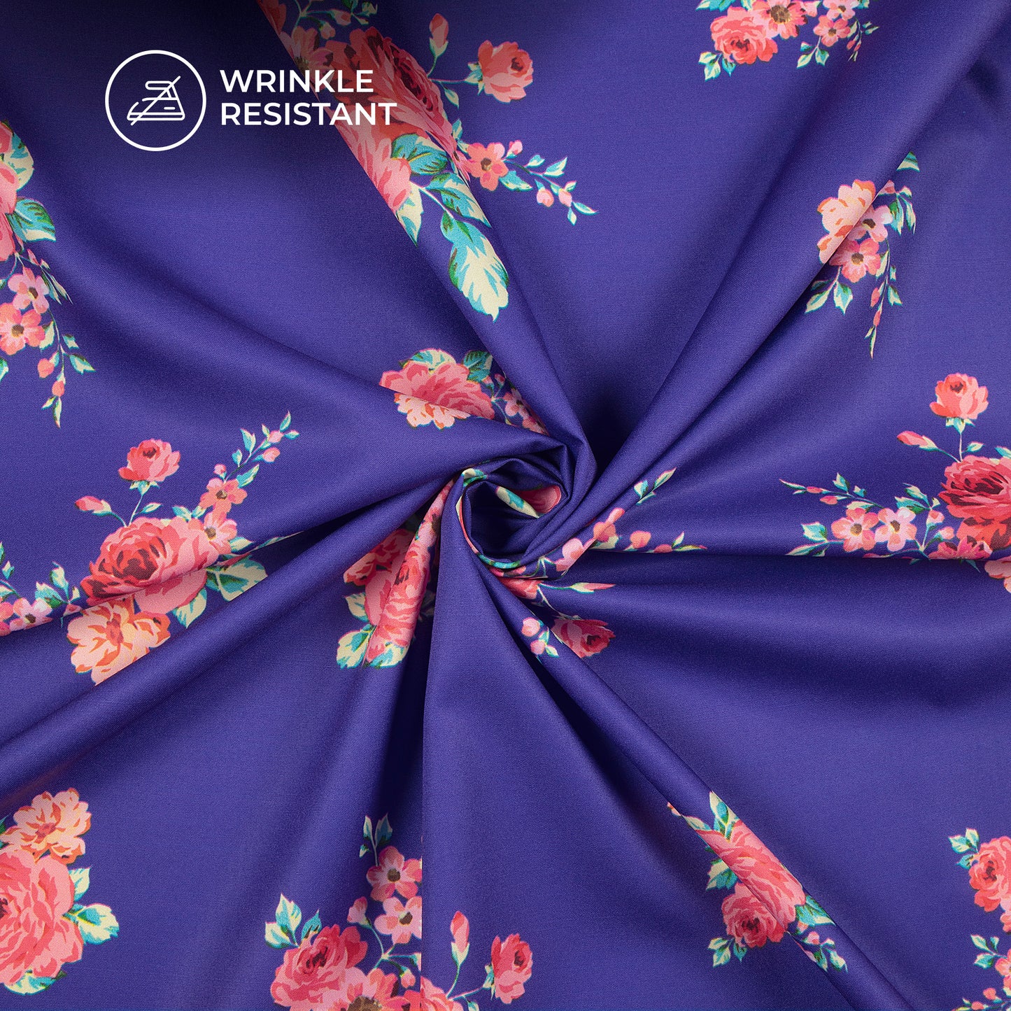 Seamless Winter Rose Floral Digital Print Butter Crepe Fabric