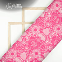 Magenta Majesty – Intricate Cream Digital Print Butter Crepe Fabric