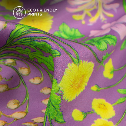 Classic Leafage Digital Print Butter Crepe Fabric