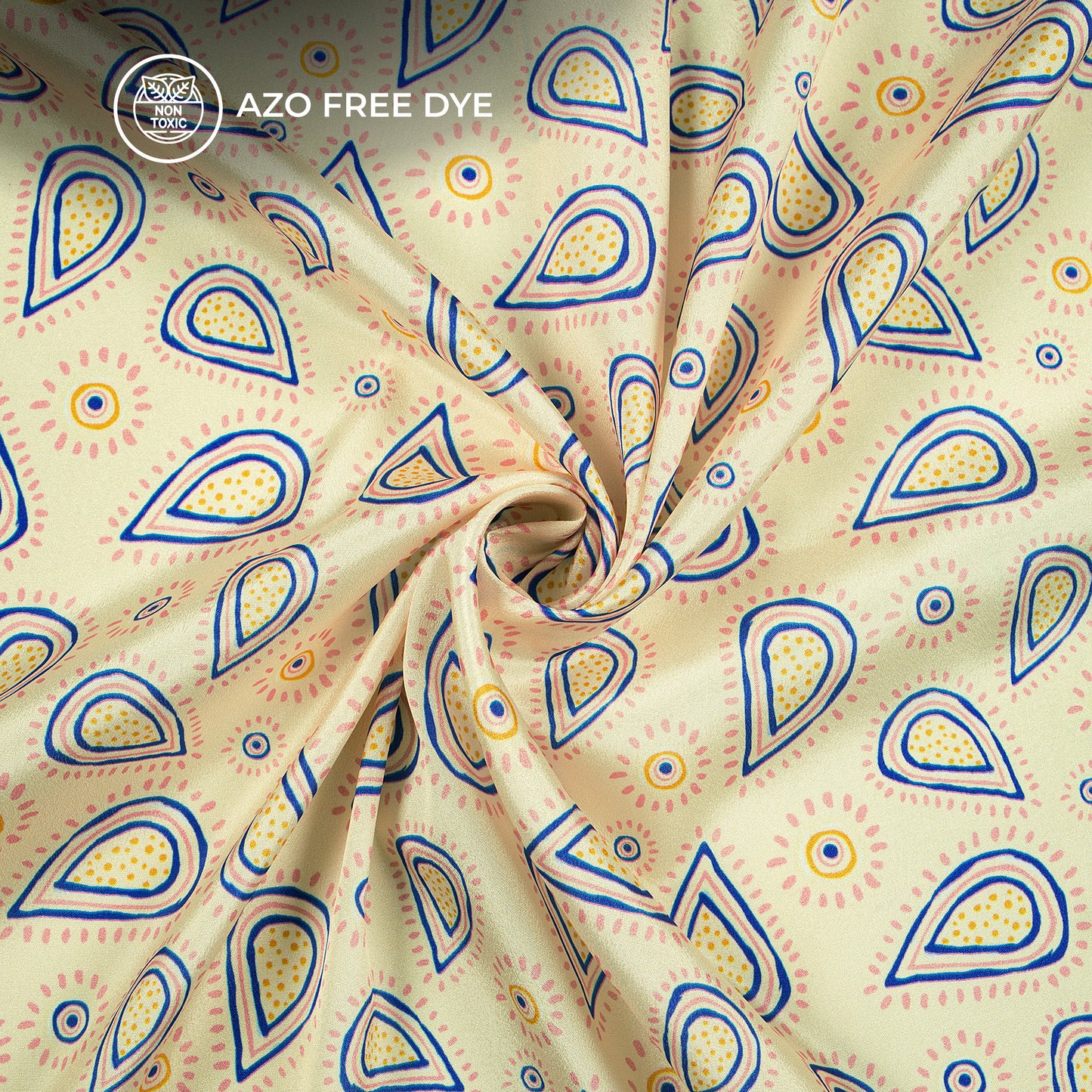 Trendy Doodle Paisley Digital Print Crepe Silk Fabric