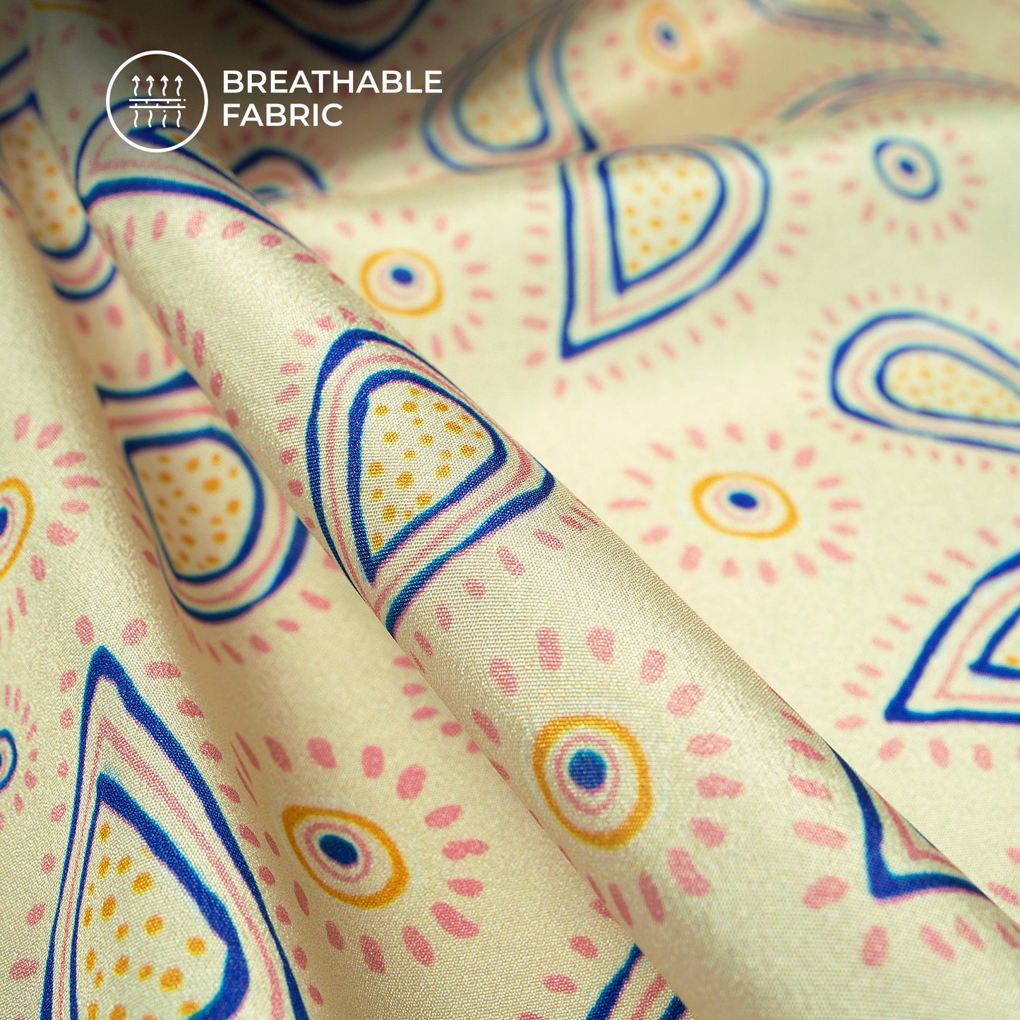 Trendy Doodle Paisley Digital Print Crepe Silk Fabric