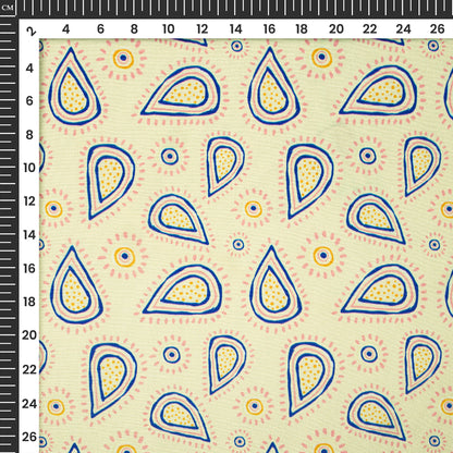 Trendy Doodle Paisley Digital Print Crepe Silk Fabric