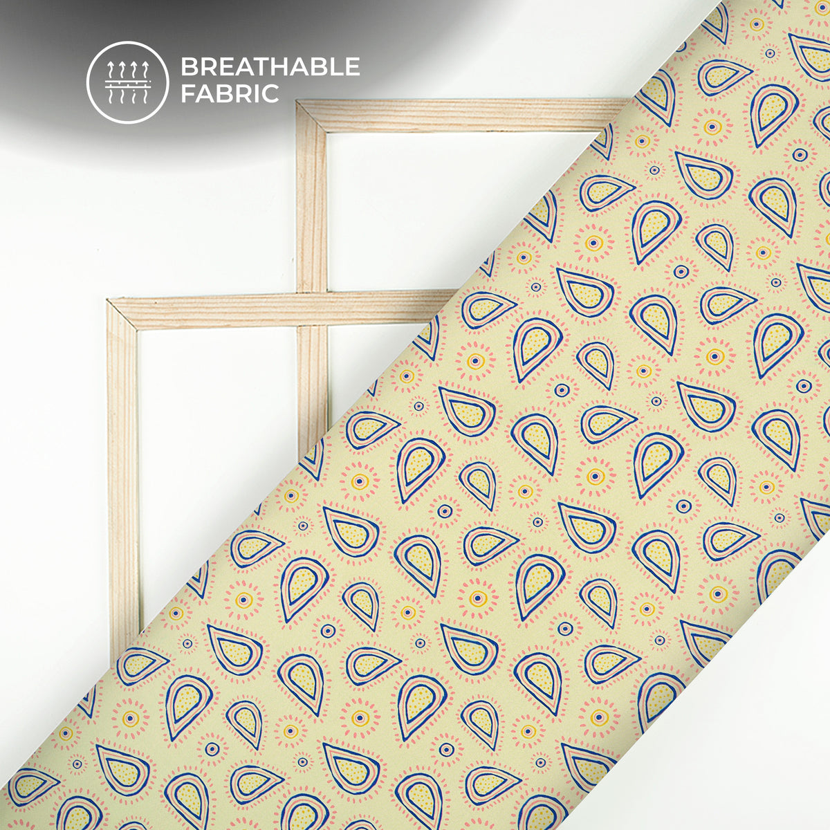 Trendy Doodle Paisley Digital Print Crepe Silk Fabric