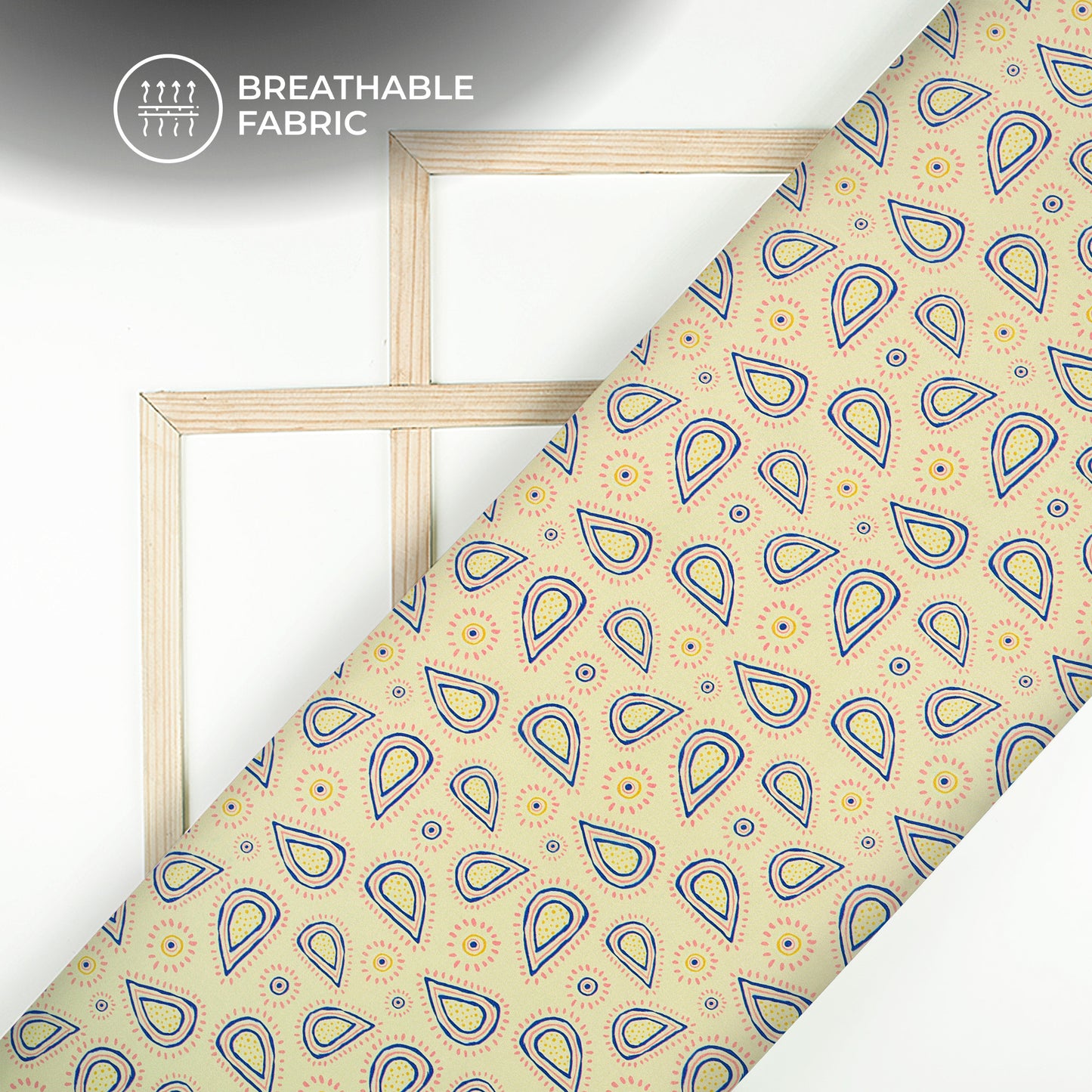 Trendy Doodle Paisley Digital Print Crepe Silk Fabric