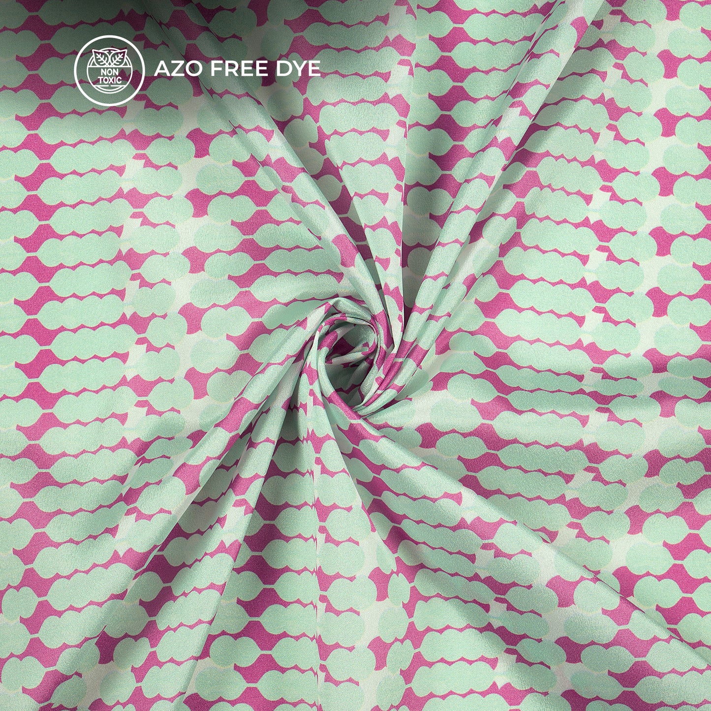 Mint Green And Mauve Geometric Digital Print Crepe Silk Fabric