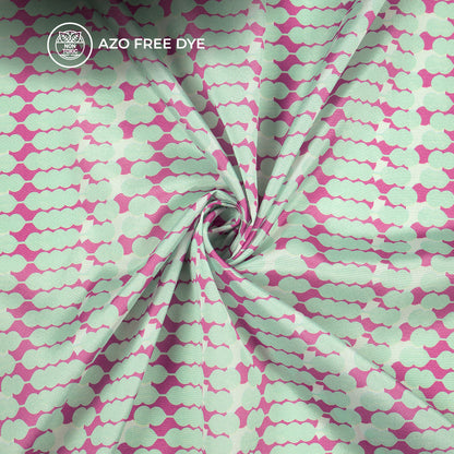 Mint Green And Mauve Geometric Digital Print Crepe Silk Fabric