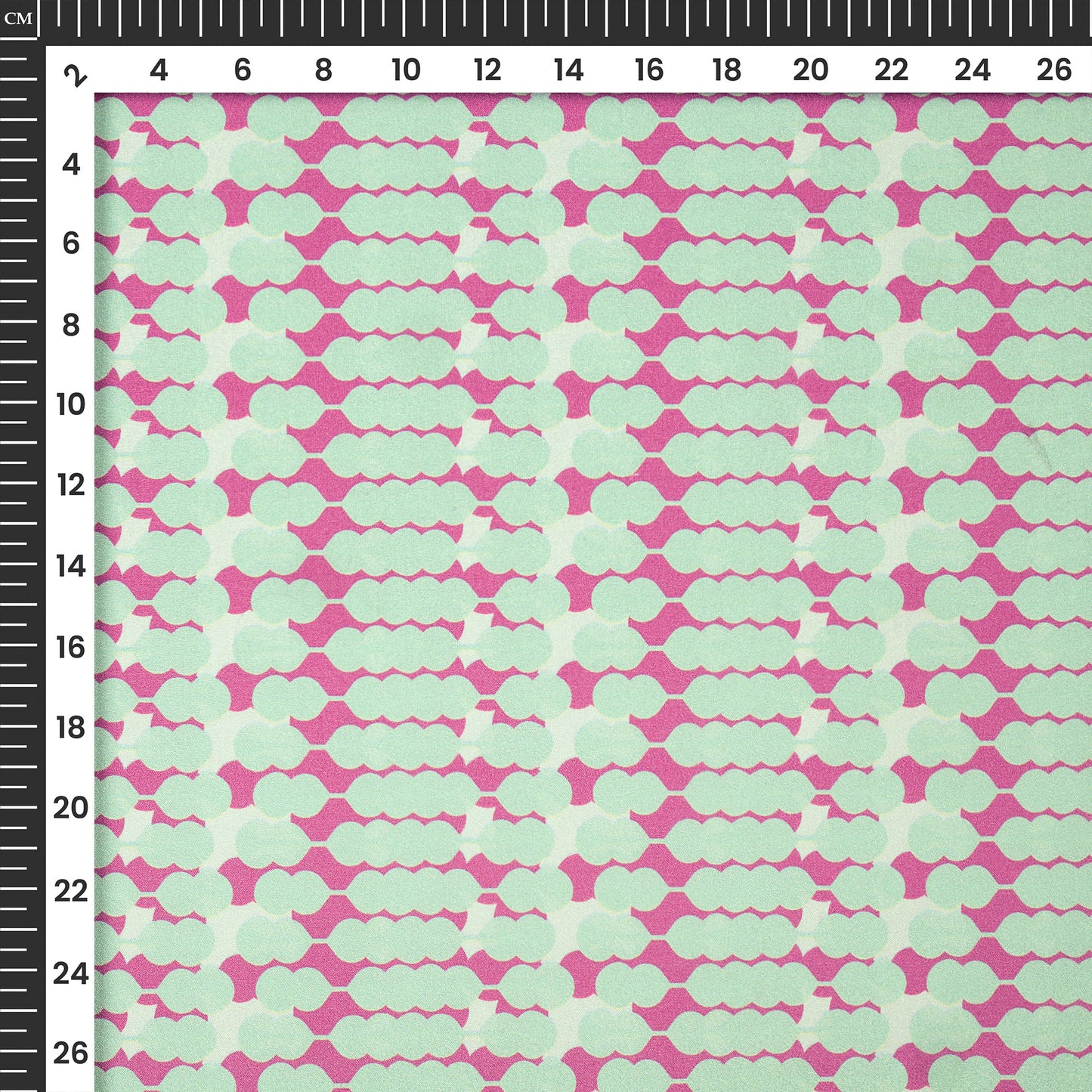 Mint Green And Mauve Geometric Digital Print Crepe Silk Fabric