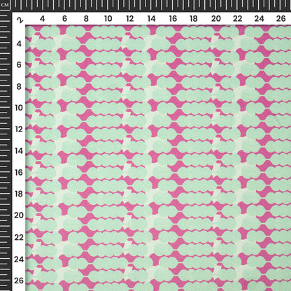 Mint Green And Mauve Geometric Digital Print Crepe Silk Fabric