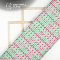 Mint Green And Mauve Geometric Digital Print Crepe Silk Fabric