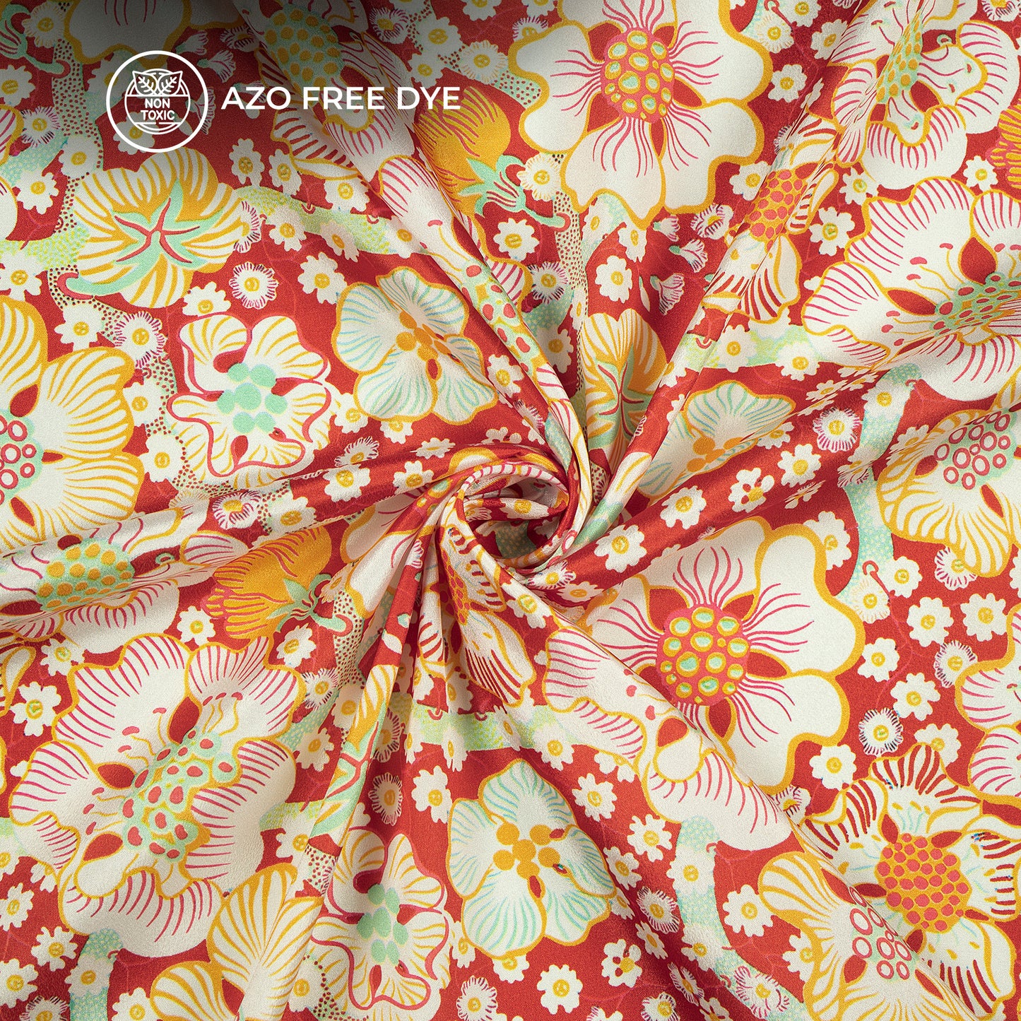 Seamless Vintage Floral Geometric Digital Print Crepe Silk Fabric