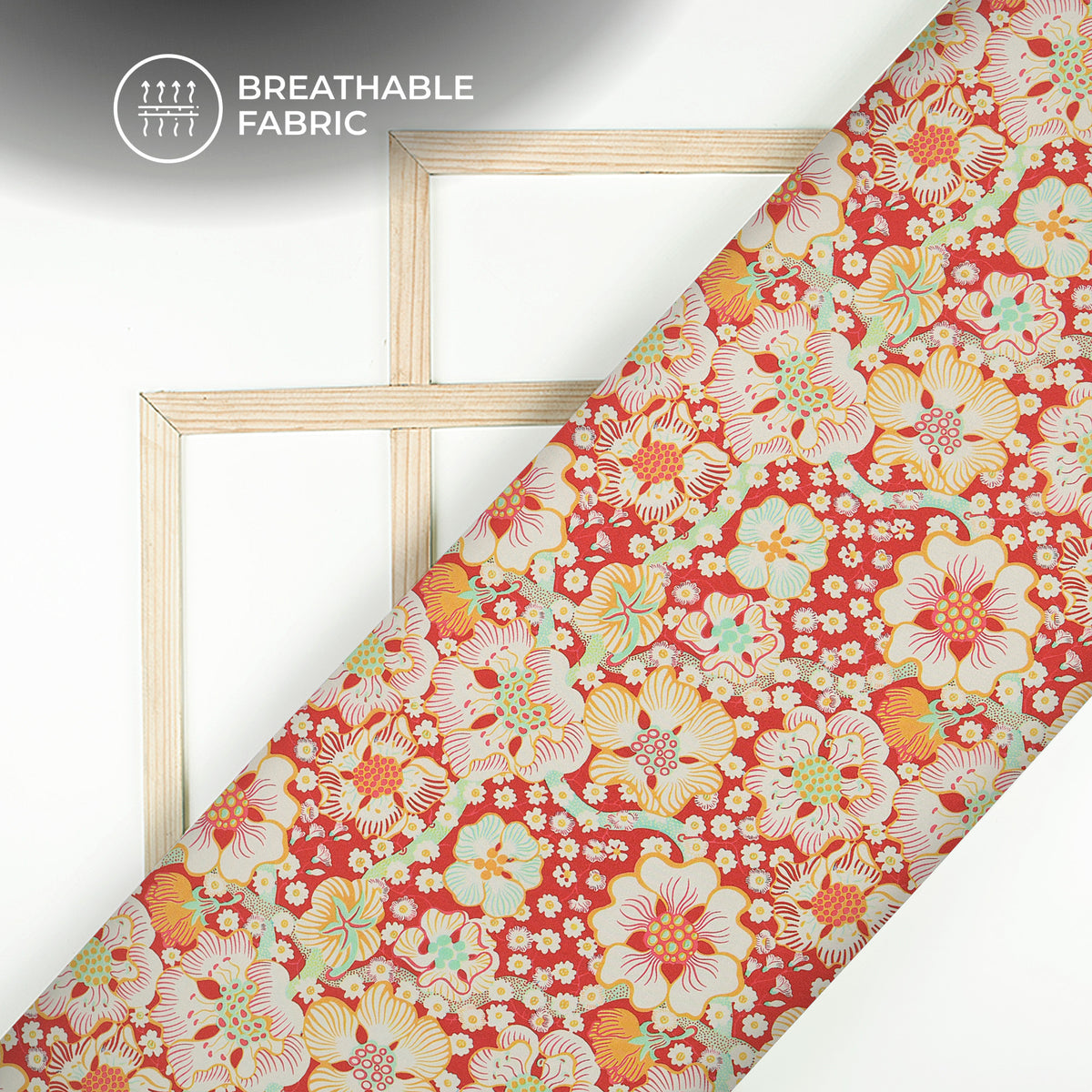 Seamless Vintage Floral Geometric Digital Print Crepe Silk Fabric