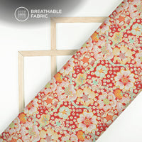 Seamless Vintage Floral Geometric Digital Print Crepe Silk Fabric