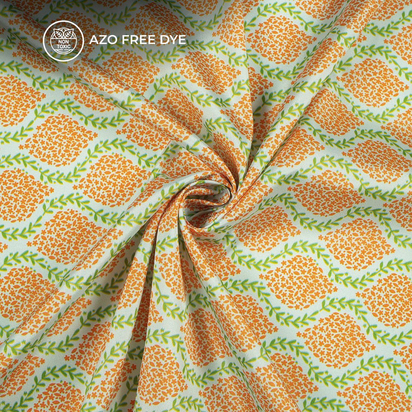 Symmetrical Floral Leaf Digital Print Crepe Silk Fabric