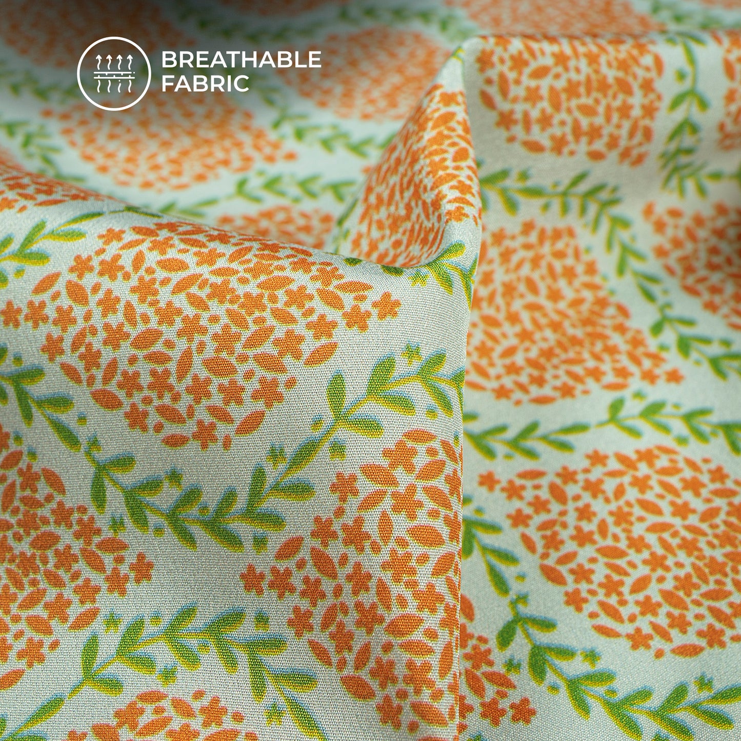 Symmetrical Floral Leaf Digital Print Crepe Silk Fabric