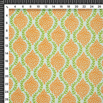 Symmetrical Floral Leaf Digital Print Crepe Silk Fabric