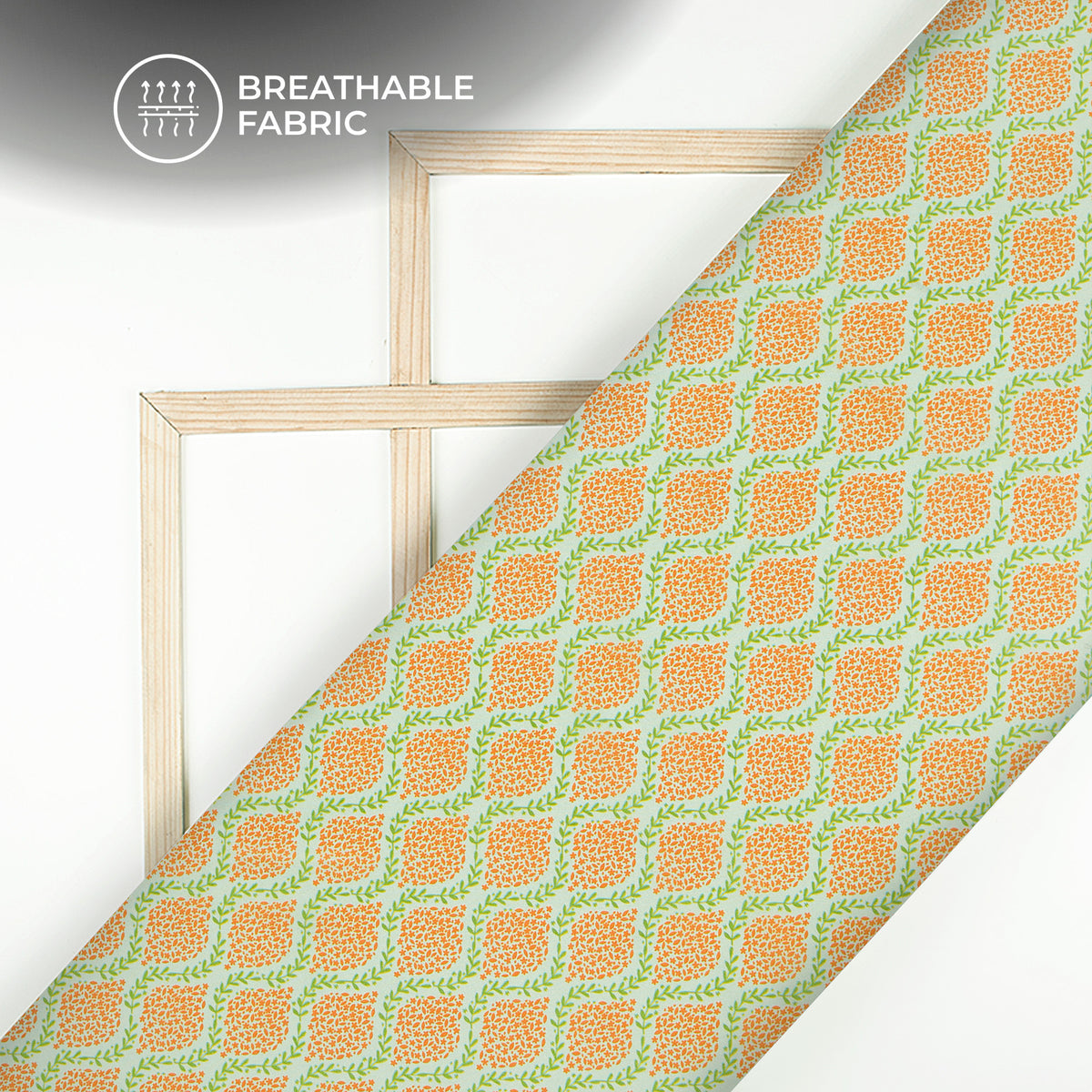 Symmetrical Floral Leaf Digital Print Crepe Silk Fabric