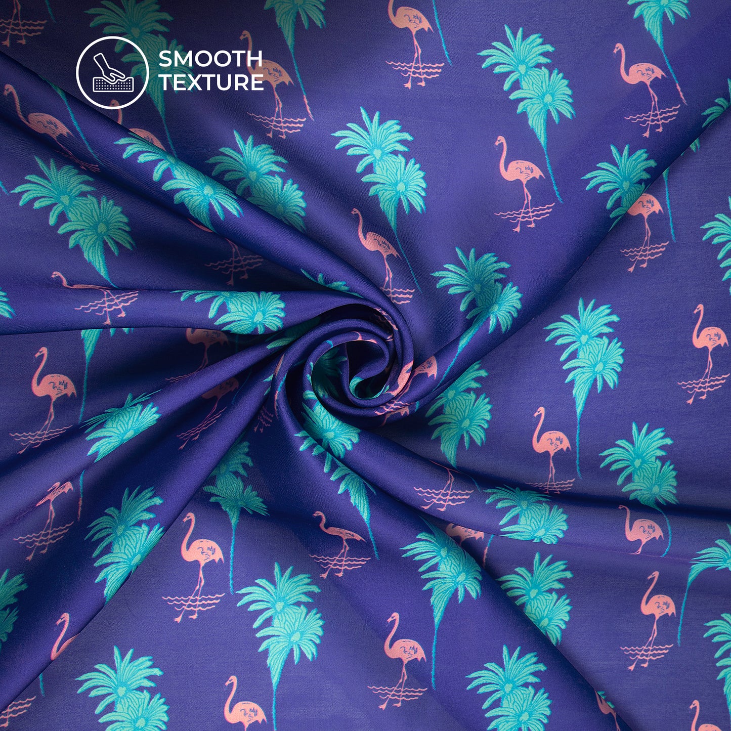 Seamless Tropical Flamingo Digital Print Georgette Satin Fabric