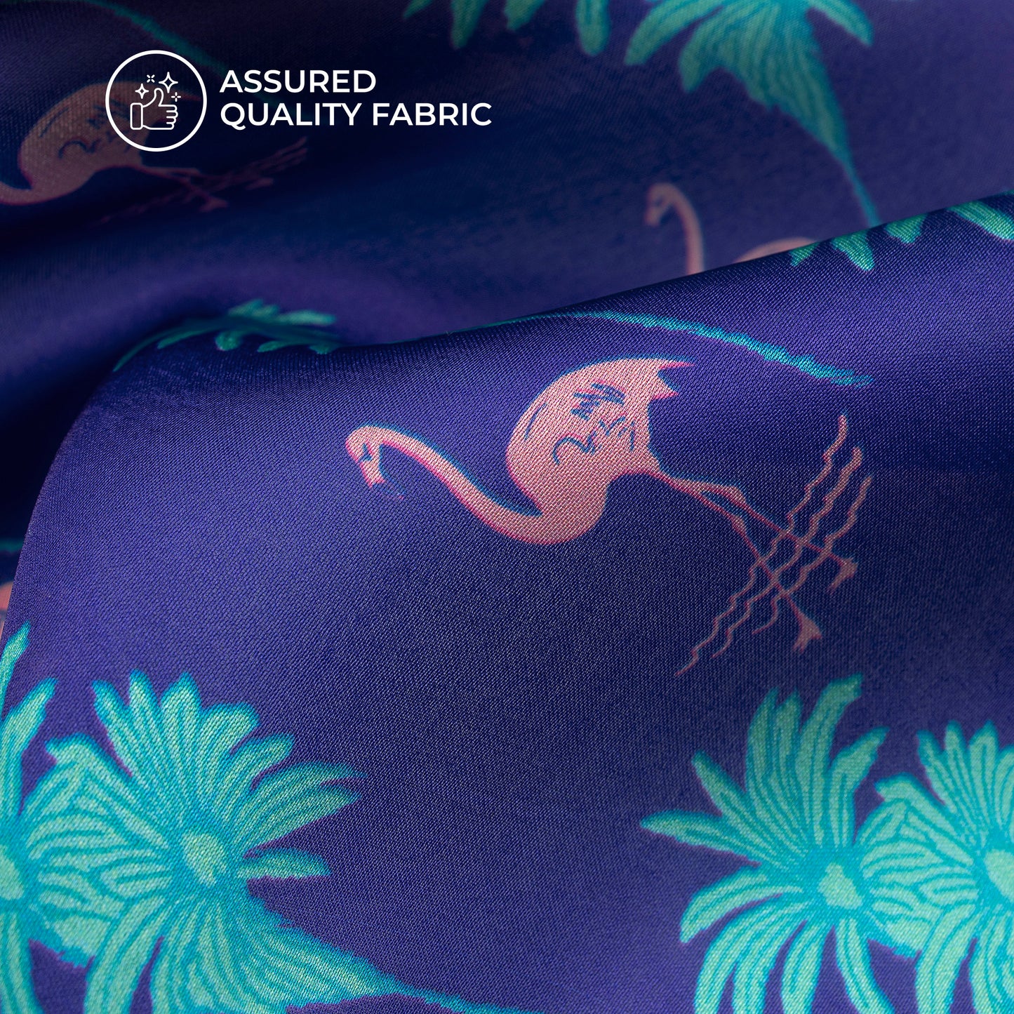 Seamless Tropical Flamingo Digital Print Georgette Satin Fabric
