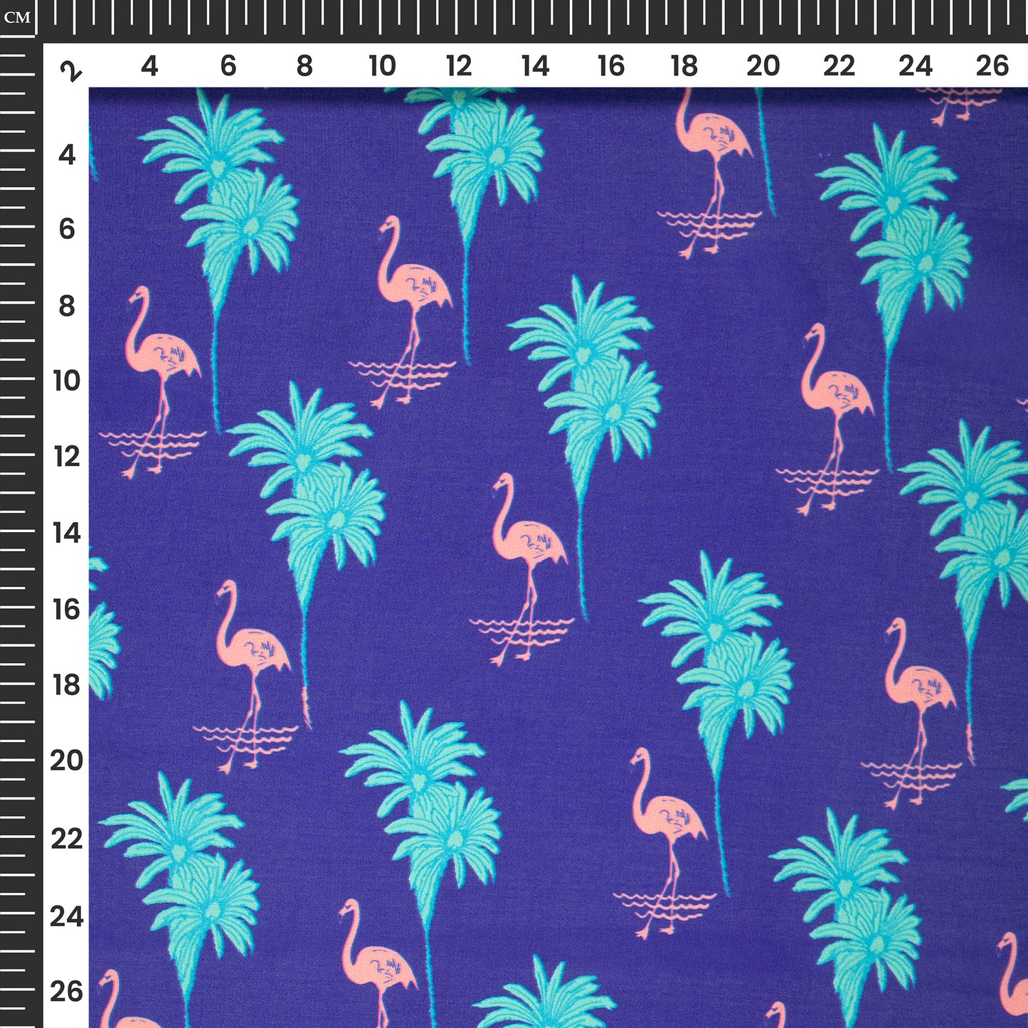 Seamless Tropical Flamingo Digital Print Georgette Satin Fabric