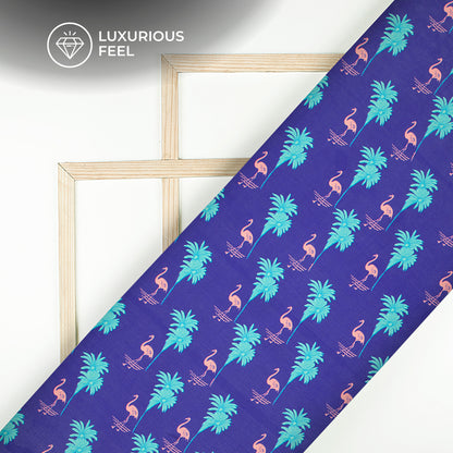 Seamless Tropical Flamingo Digital Print Georgette Satin Fabric