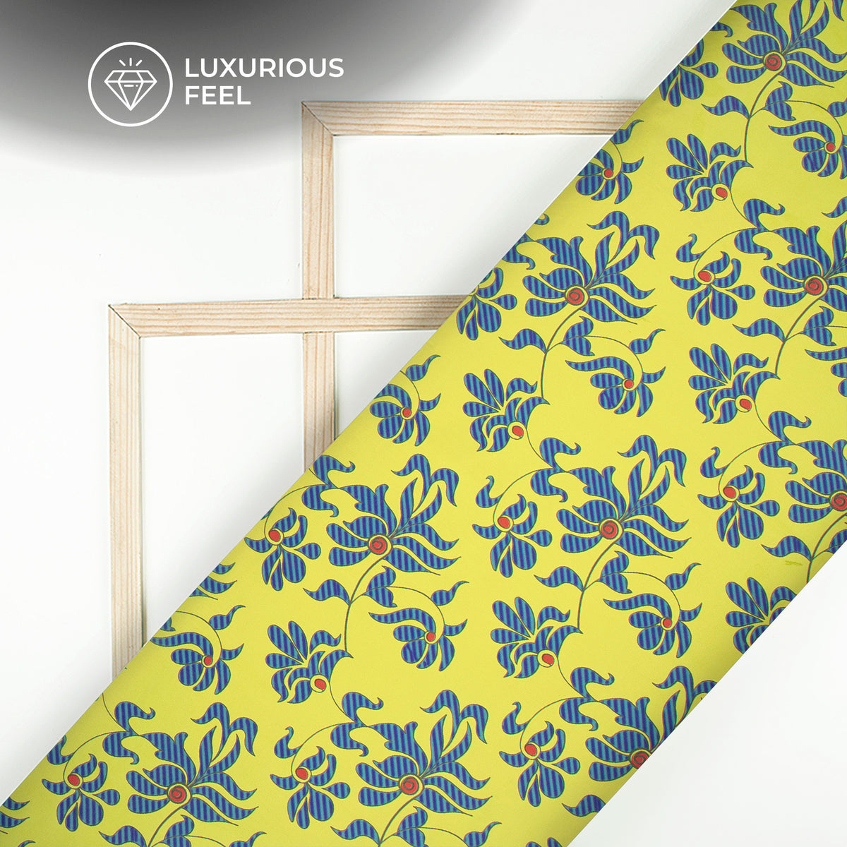 Vintage Blue Floral Digital Print Georgette Satin Fabric