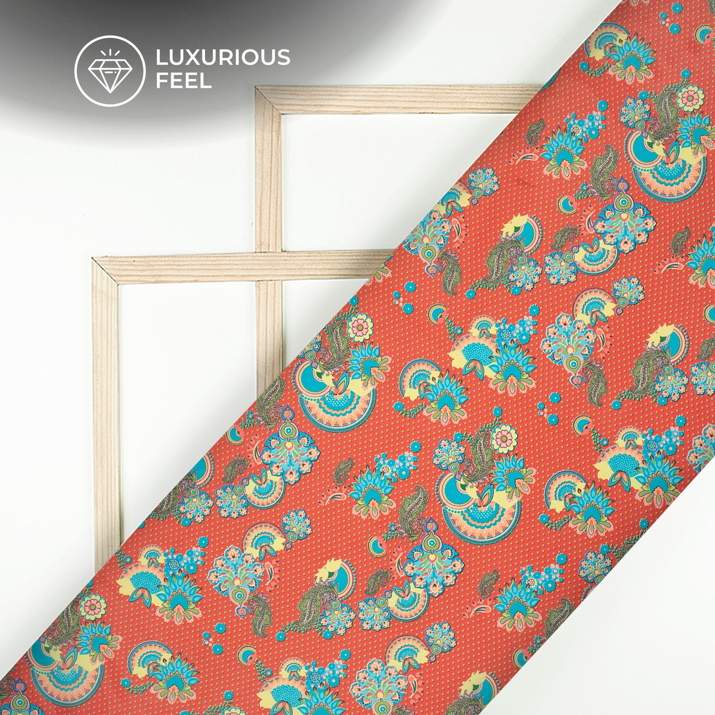 Rusty Charm Floral And Paisley Digital Print Georgette Satin Fabric