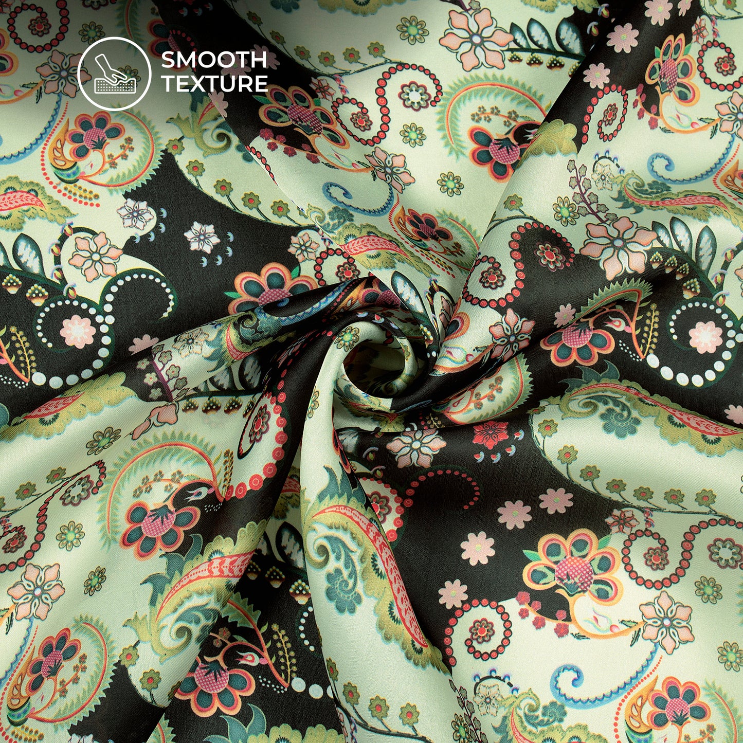 Tradition Ethnic Paisley Digital Print Georgette Satin Fabric