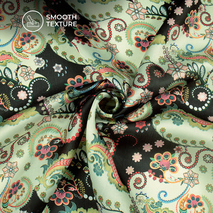 Tradition Ethnic Paisley Digital Print Georgette Satin Fabric