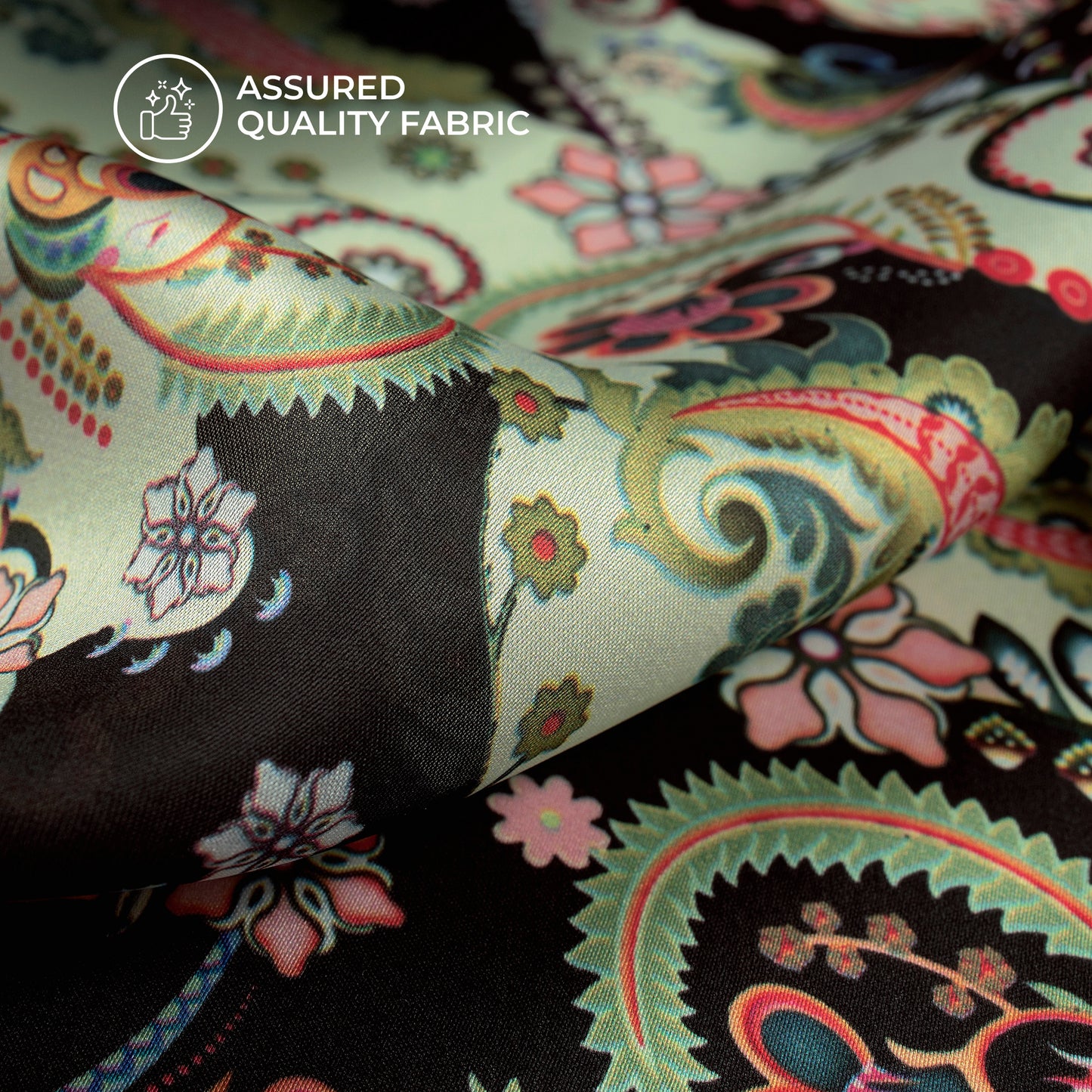 Tradition Ethnic Paisley Digital Print Georgette Satin Fabric