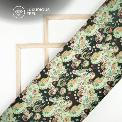 Tradition Ethnic Paisley Digital Print Georgette Satin Fabric