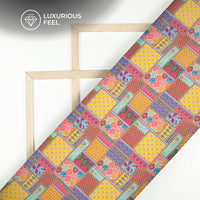 Ethnic Pathwork Digital Print Georgette Satin Fabric