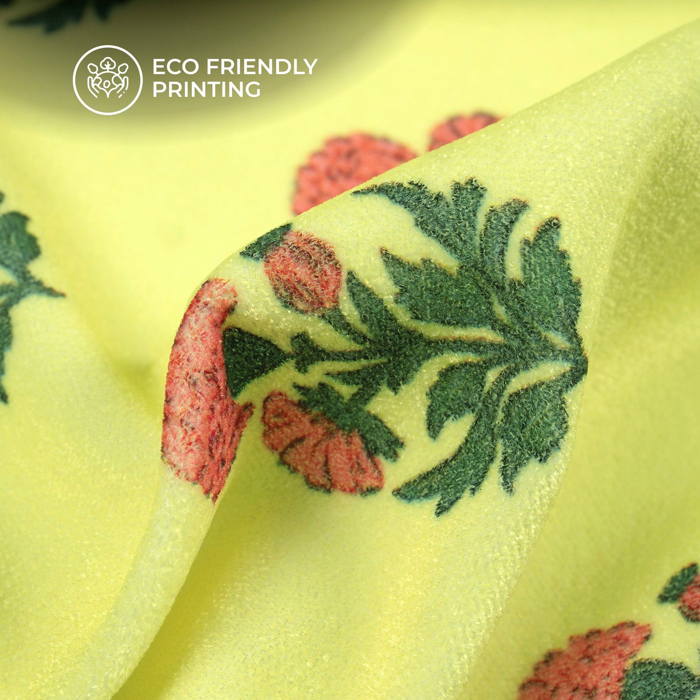 Vintage Mughal Floral Digital Print Premium Velvet Fabric