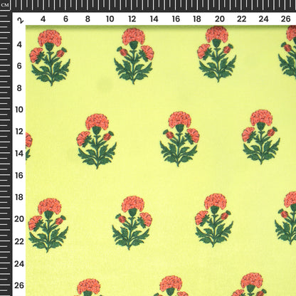 Vintage Mughal Floral Digital Print Premium Velvet Fabric