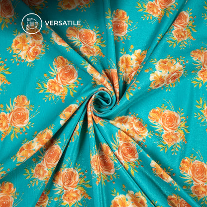 Allover Rose Floral Vintage Style Digital Print Premium Velvet Fabric
