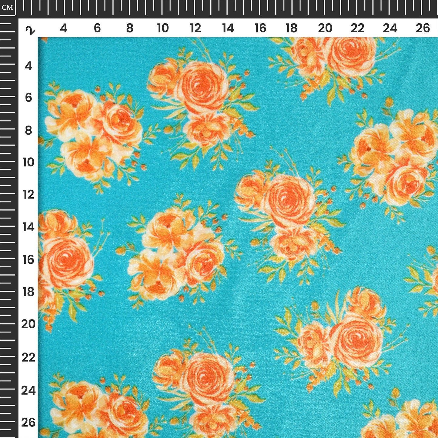 Allover Rose Floral Vintage Style Digital Print Premium Velvet Fabric