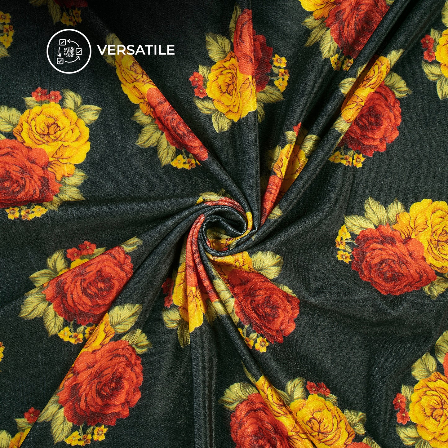 Anqiue Vintage Rose Digital Print Premium Velvet Fabric