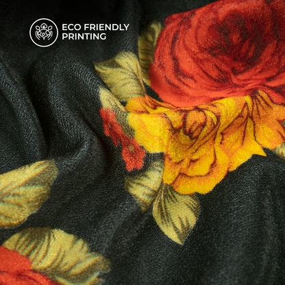 Anqiue Vintage Rose Digital Print Premium Velvet Fabric