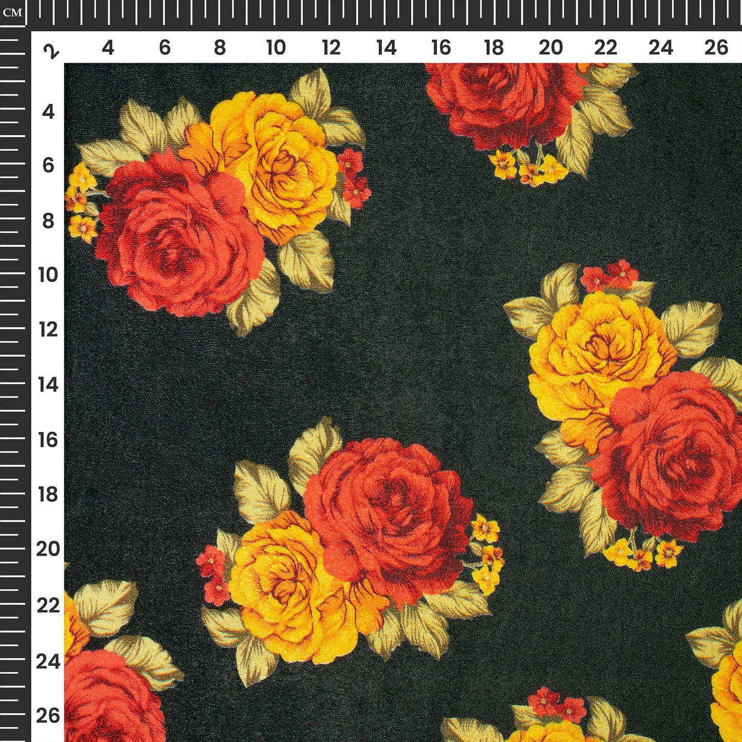 Anqiue Vintage Rose Digital Print Premium Velvet Fabric