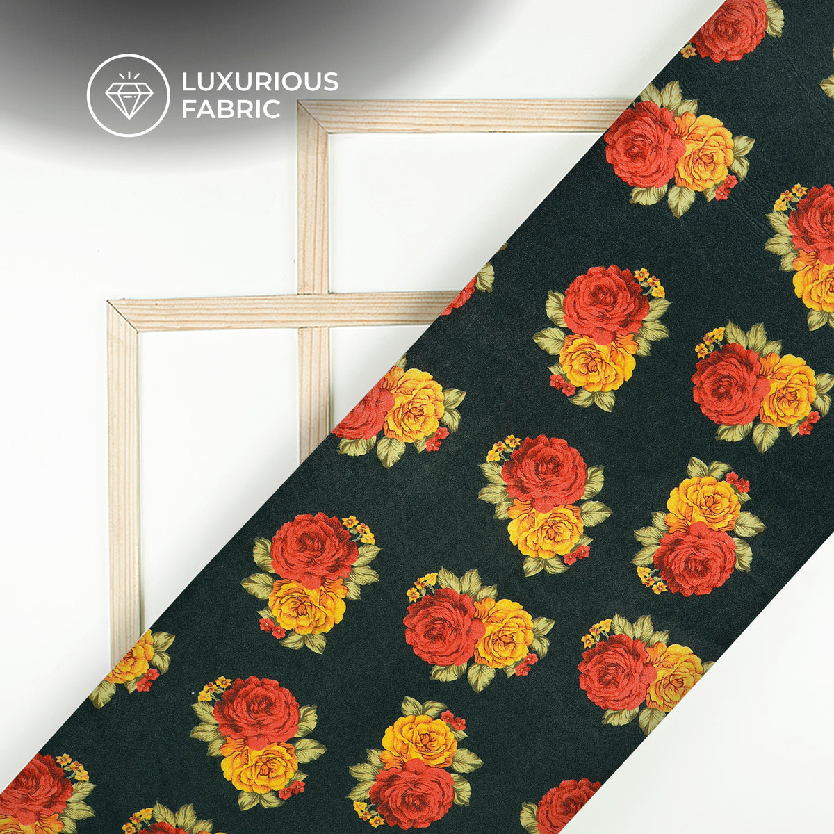 Anqiue Vintage Rose Digital Print Premium Velvet Fabric