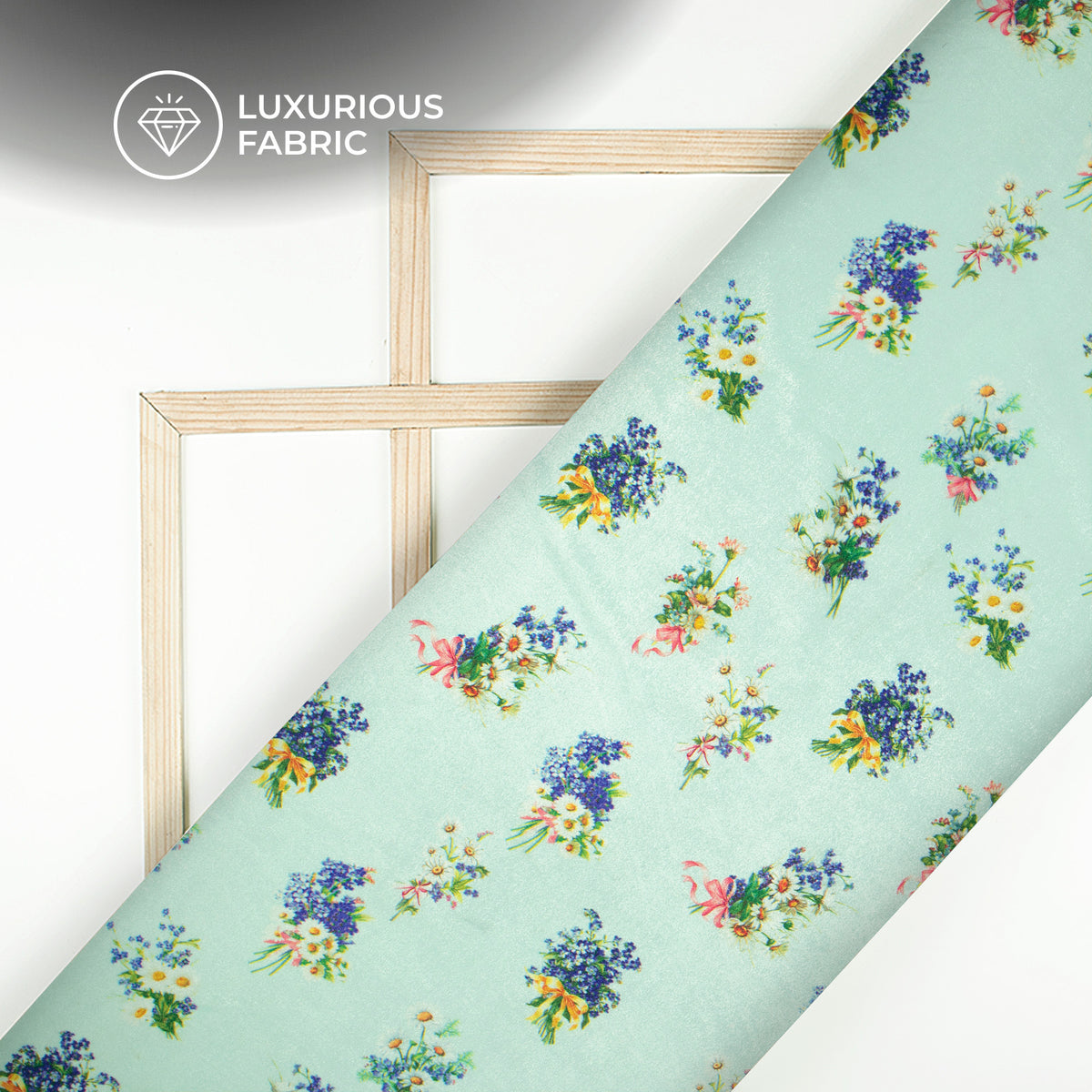 Blooming Meadow Flower Digital Print Premium Velvet Fabric