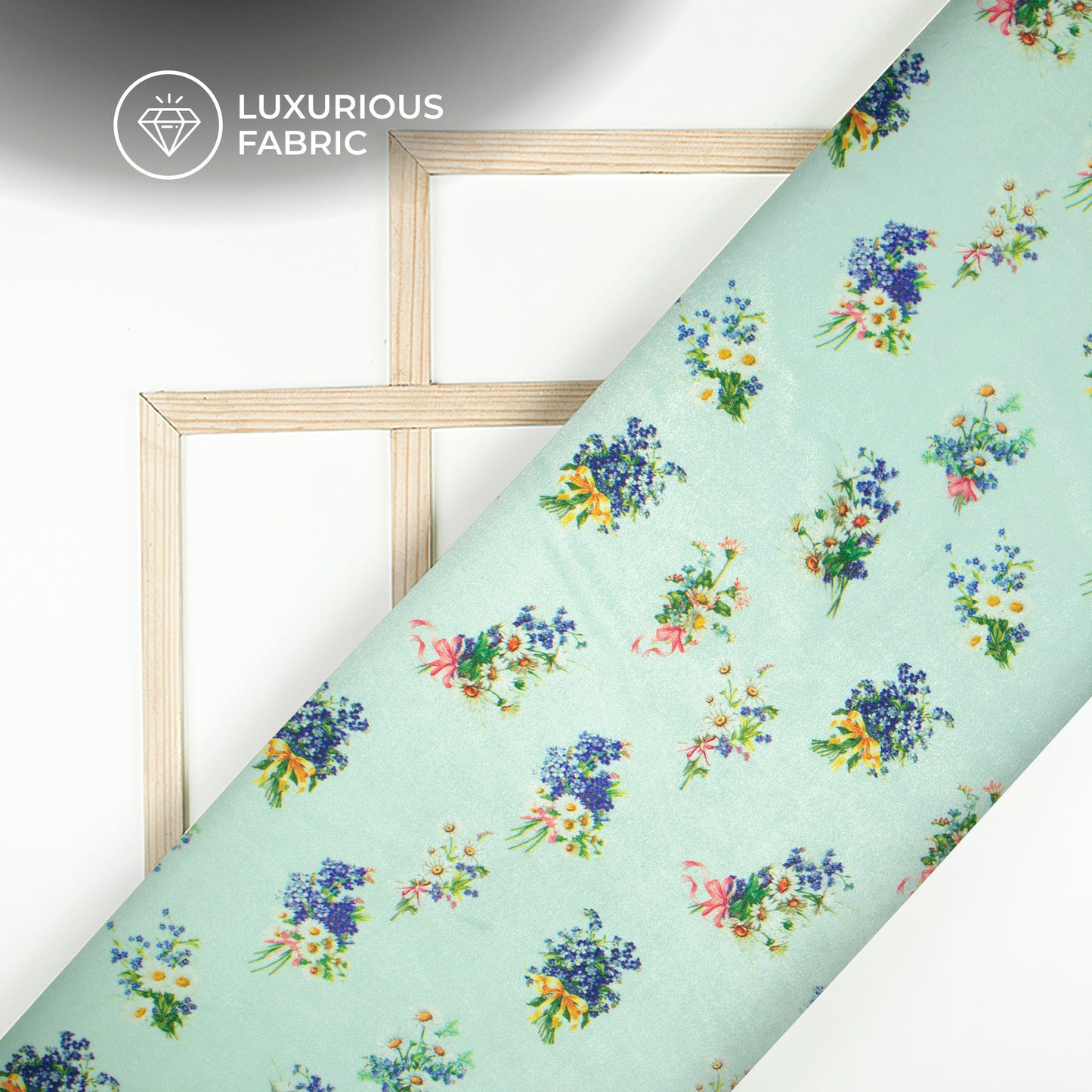 Blooming Meadow Flower Digital Print Premium Velvet Fabric