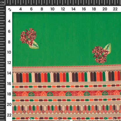 Tradition Ethnic Border With Floral Motif Digital Print Muslin Fabric