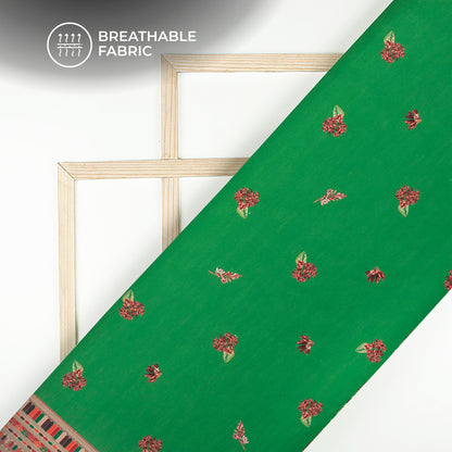 Tradition Ethnic Border With Floral Motif Digital Print Muslin Fabric