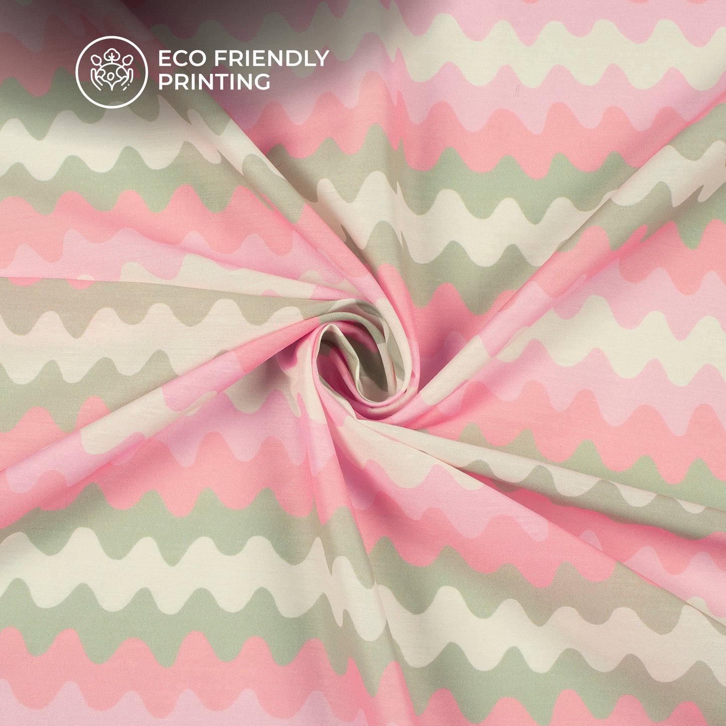 Trendy Rhythmic Wiggle Digital Print Muslin Fabric  For Fashion Designers