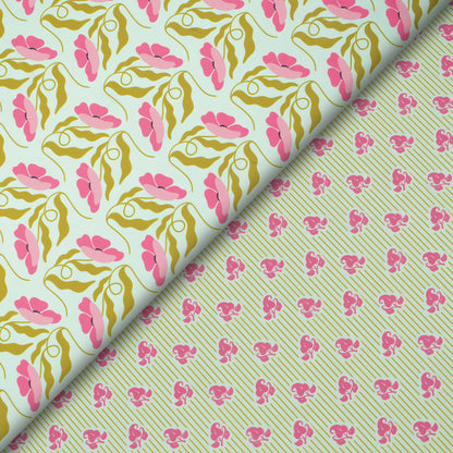 Beautiful Stripes Floral Digital Print Muslin Fabric