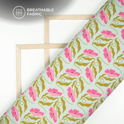 Beautiful Abstract Floral Digital Print Muslin Fabric