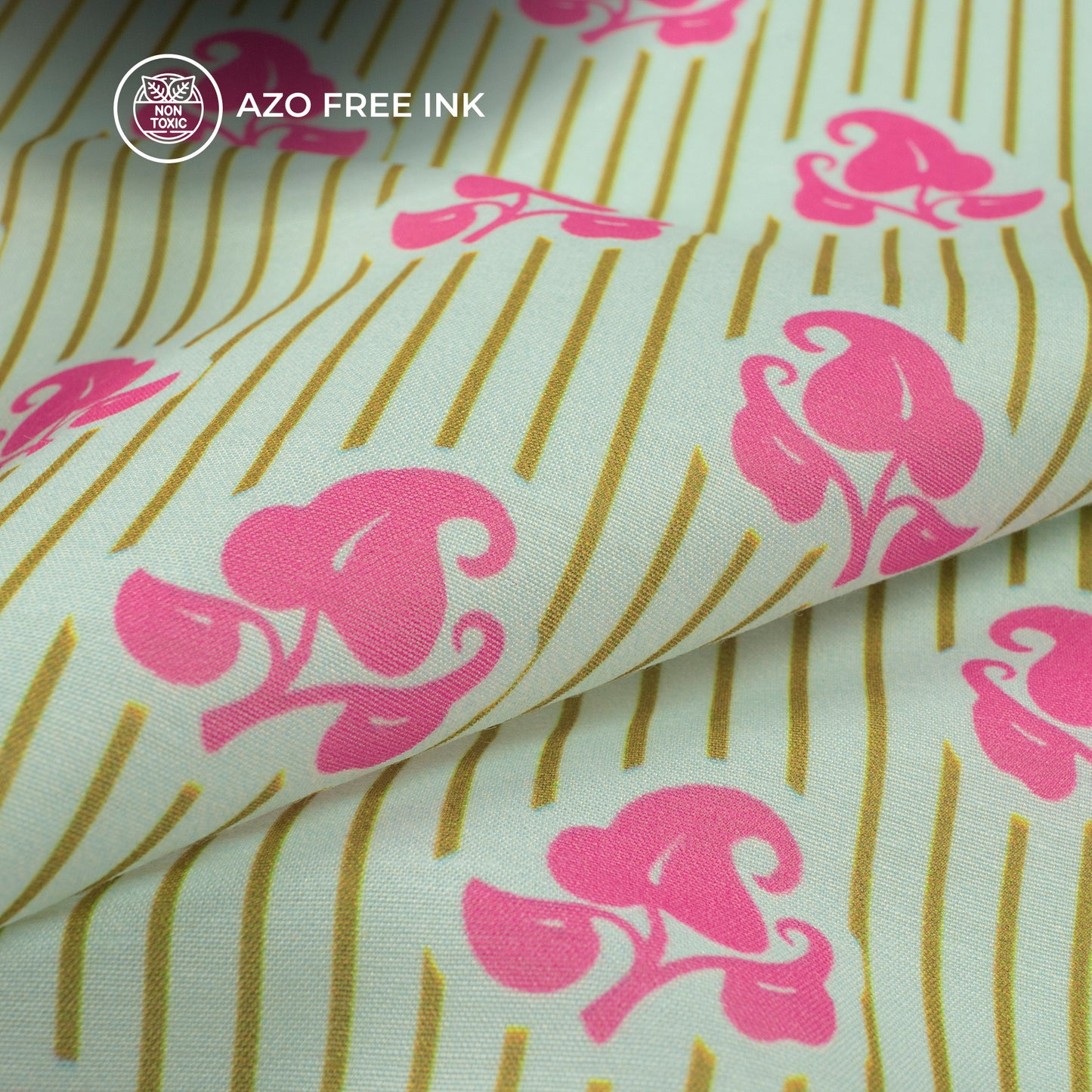 Beautiful Stripes Floral Digital Print Muslin Fabric